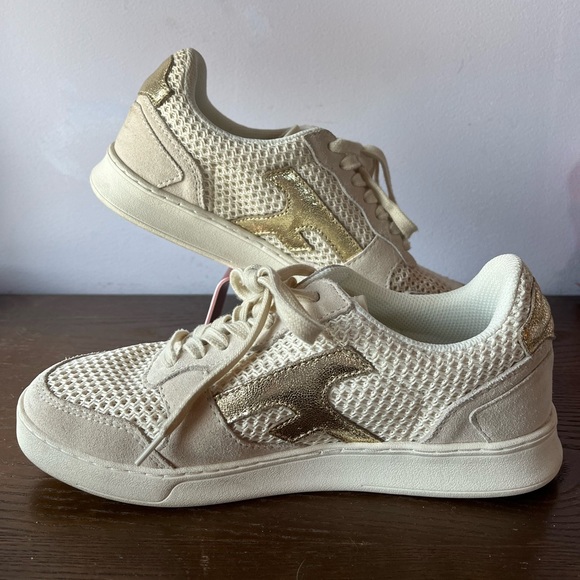 Anthropologie Faguo Hazel Sneaker Gold and Cream Size 38/6.5 - Picture 3 of 8